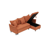 80'' Convertible Sectional Sofa Couch, 3 Seat L Shaped Sleeper Sofa Bed with Pillows and Storage Chaise, Pull Out Couch Bed Modern Corduroy Small Couches Futon for Living Room Apartment (Orange) anwickjeff