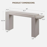 OKD 63 Inch Modern Entryway Console Table, Solid Geometry Accent Sofa Table Behind The Couch, Narrow Console Table for Entryway, Hallway, Living Room, Foyer, White Alder OKD