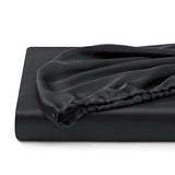 Queen Silk Satin Fitted Sheet, Soft Deep Pocket Single Bottom Bed Sheets Sold Separately, Wrinkle Free, Non- Fading, Breathable, Fully Elasticized(Queen Size, Black) Lanest Housing