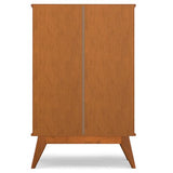 SIMPLIHOME Draper SOLID HARDWOOD Mid Century Modern 32 inch Wide Bar Cabinet in Teak Brown for The Living room, dining room and kitchen SIMPLIHOME