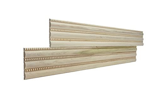 1547-4FTWHW Unfinished White Hardwood Large & Small Reed w/Bead Panel Moulding - WoodArtSupply