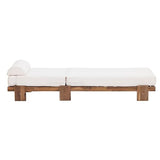 Hlcodca 78.8'' Outdoor Patio Chaise Lounge Chair, Acacia Wood Adjustable Recliner with Headrest, Perfect for Terrace, Poolside, Garden, and Beach (Beige-E)