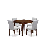 East West Furniture OXAB5-AWA-05 5 Piece Kitchen Table Set for Small Spaces Includes a Square Modern Dining Table and 4 Parson Kitchen Chairs, 36x36 Inch, Antique Walnut East West Furniture
