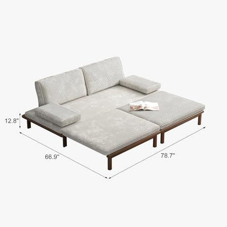 Lartis 78.7" Sofa Bed, Sleeper Pull Out Couch, Modern Couch Convertible Modern Futon for Living Room/Apartment/Bedroom, Modular Design Sofa,Full Solid Wood Frame Lartis