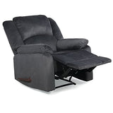Relax-A-Lounger Preston 33.5" Manual Pull-Handle Recliner, Traditional Overstuffed, Pocket Coil Comfort, Black Metal Base Legs, Soft Microfiber Fabric, Steel Gray
