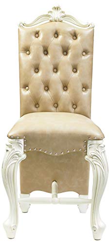 ACME Versailles Counter Height Chair (Set-2) - 61152 - Vintage Gray PU & Bone White ACME Furniture