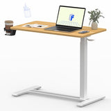 FLEXISPOT Mobile Standing Desk with Wheels Pneumatic Laptop Desk Rolling Computer Cart Movable Height Adjustable Small Sit Stand Desk Computer Workstations Home Use(31.5" W x 17.7" D, Maple) FLEXISPOT