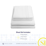 Queen Size Bed Sheets - Breathable Luxury Sheets with Full Elastic & Secure Corner Straps Built In - 1800 Supreme Collection Extra Soft Deep Pocket Bedding Set, Sheet Set, Queen, White Sweet Home Collection