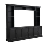 Merax 97.4" TV Stands for Living Room,Large Wall Unit Entertainment Center with Bookshelf for TVs Up to 70",Mid-Century Media Console with Bridge,TV Stand for Bedroom with Storage Shelf,Black Merax