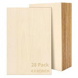 28 PCS Basswood Sheets - 4 x 6 x 1/16 Inch Thin Unfinished Craft Wood Pieces for DIY Projects, Model Making, Drawing, and Engraving SOKOSEY