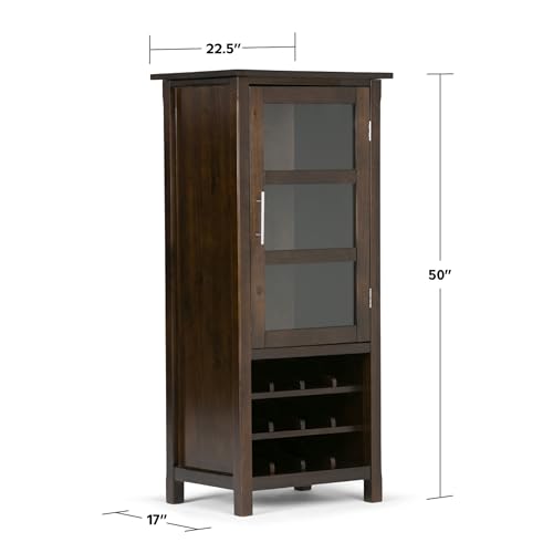 SIMPLIHOME Avalon 12-Bottle SOLID WOOD 22 Inch Wide Contemporary High Storage Wine Rack Cabinet in Dark Tobacco Brown, For the Living Room, Dining Room and Kitchen - WoodArtSupply