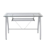 Realspace® Vista 48"W Glass Computer Desk, Silver Realspace