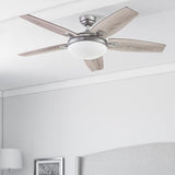 Honeywell Ceiling Fans Carmel Modern 48 Inch Ceiling Fan with Light, Remote Control Fan, LED Indoor Fan with 5 Blades, Gray Oak and Brown Chestnut Blade Finish Options, Silver (51627-01) Honeywell