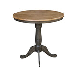 IC International Concepts 36" Round Top Pedestal 12" Leaf-35.3" H-Counter Height Dining Table, Hickory/Washed Coal IC International Concepts