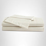 Eddie Bauer - Sheet Set, Cotton Percale Bedding with Matching Pillowcase, Crisp & Breathable, 200-Thread Count, Classic Comfort Essentials (Little Gingham Beige, Full) Eddie Bauer
