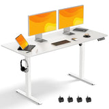 VVENACE 55 x 24 Inch Electric Standing Desk Adjustable Height, Sit Stand Desk, Stand up Desk for Home Office, Computer Workstation (Spliced Desktop,White) VVENACE
