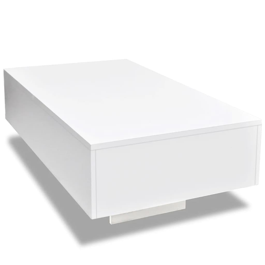 vidaXL Modern Coffee Table in High Gloss White - Rectangular Table for Living Room, Easy to Clean MDF, 33.5" x 21.7" x 12.2" vidaXL