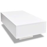 vidaXL Modern Coffee Table in High Gloss White - Rectangular Table for Living Room, Easy to Clean MDF, 33.5" x 21.7" x 12.2" vidaXL