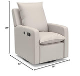 Storkcraft Timeless Reclining Glider (Ivory) -USB Charging Port, 360-Degree Metal Swivel Base, Manual Extending Foot Rest, Supportive Cushions, Durable Fabric
