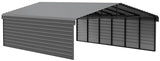 Arrow Carports Galvanized Steel Carport, with 2-Sided Enclosure, Compact Car Metal Carport Kit, 20' x 29' x 9', Charcoal ShelterLogic