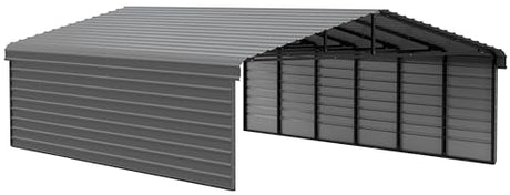 Arrow Carports Galvanized Steel Carport, with 2-Sided Enclosure, Compact Car Metal Carport Kit, 20' x 29' x 9', Charcoal ShelterLogic