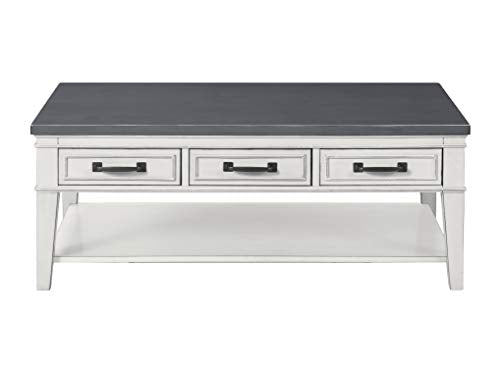 Martin Svensson Home Del Mar Coffee Table, Antique White and Grey - WoodArtSupply