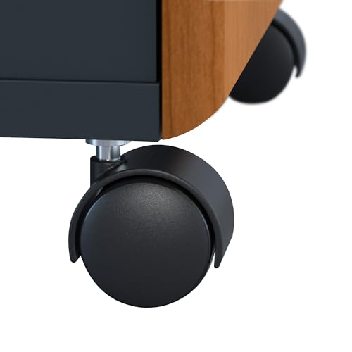 Bush Business Furniture Series A 3 Drawer Mobile File Cabinet in Hansen Cherry & Galaxy - Assembled, Rolling Document Storage for Home or Professional Office Bush Business Furniture