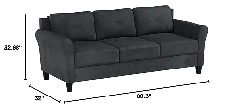 Lifestyle Solutions Collection Grayson Micro-Fabric Sofa, Dark Grey