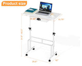 Adjustable Height Standing Desk With Drawer, Rolling Sit Stand Up Desk With Wheels, Small Sit To Stand Computer Desk, Adjustable Desktop Height, On Wheels, White, For Walking Pad Laptop Treadmill Cidaziya
