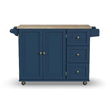 Homestyles Mobile Kitchen Island Cart with Wood Top and Dropleaf Breakfast Bar, Blue homestyles