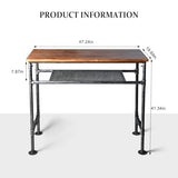 LOKKHAN Industrial Vintage Bar Height Table with Extra Shelf - Rustic Brown & Grey Metal Console for Kitchen, Dining & Pub LOKKHAN