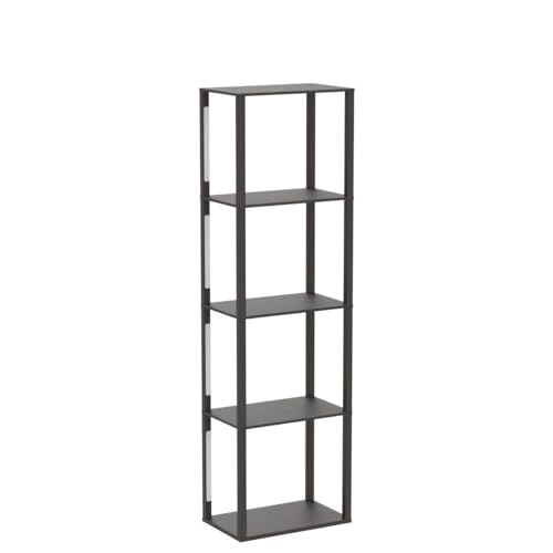 FENLO 64" Display Shelf with Dimmable LED Floor Lamps, Sturdy Display Cabinet with Shelves for Bedroom, Open Bookshelf Display Case with Corner Curio Cabinet, 3 Brightness Levels, Fancy Plus Black FENLO