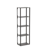 FENLO 64" Display Shelf with Dimmable LED Floor Lamps, Sturdy Display Cabinet with Shelves for Bedroom, Open Bookshelf Display Case with Corner Curio Cabinet, 3 Brightness Levels, Fancy Plus Black FENLO