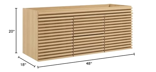 Modway Render 48" Double Sink Compatible (Not Included) Bathroom Vanity Cabinet in Oak Modway