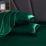 Homiest 7pcs Satin Sheets Queen Size Bed Set - Blackish Green Luxury Silky Satin Bedding - 1 Deep Pocket Fitted Sheet, 1 Soft Flat Sheet, 4 Pillowcases, 1 Body Pillowcase Homiest