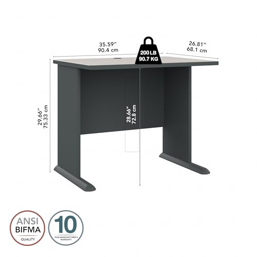 Bush Business Furniture Series A 36W Small Desk in White Spectrum and Slate, Compact Computer Table for Home or Professional Office - WoodArtSupply