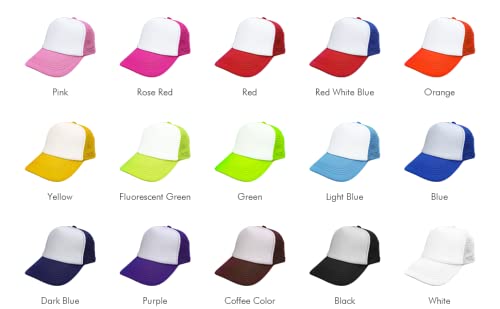MR.R 6 Pack Sublimation Blanks White Mesh Trucker Polyester Cap, Two Tone Trucker Hat,Summer Mesh Cap with Adjustable Snapback,6 pcs per Pack MR.R
