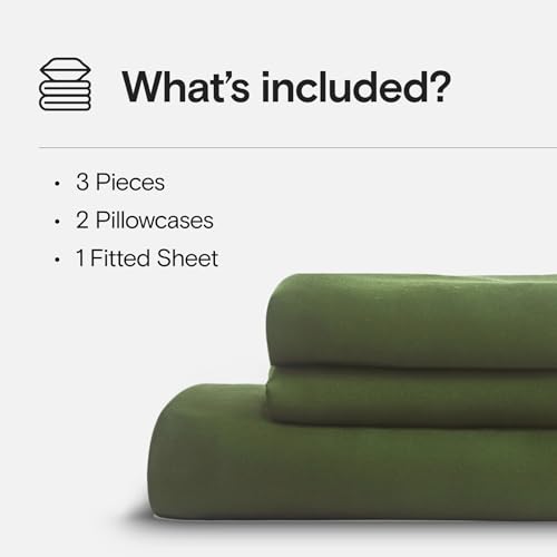 DOZ Sheet Set, 100% Viscose derived from Bamboo, Organically Grown, Buttery Soft, Cooling Sheets, High GSM, Deep Pockets - 3 Piece - 2 Pillowcases 1 Fitted Sheet (Forest, Queen) DOZ by SIJO