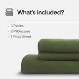 DOZ Sheet Set, 100% Viscose derived from Bamboo, Organically Grown, Buttery Soft, Cooling Sheets, High GSM, Deep Pockets - 3 Piece - 2 Pillowcases 1 Fitted Sheet (Forest, Queen) DOZ by SIJO