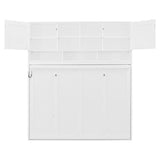 Merax Queen Size Murphy Bed with Top Cabinets and Shelves, Fold into a Cabinet, Space-Saving Foldable Wall Bed for Bedroom, Guest Room, Home Office, Solid Wood Bed Frame, White Merax