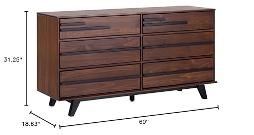 Walker Edison Malhia Contemporary Minimalist Solid Wood 6-Drawer Dresser, 60 Inch, Walnut Walker Edison
