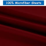 Ready To Rest Super Single Waterbed Sheets, 4 Piece Attached Sheet Set, Fits 18 Inch Deep Mattress, Brushed Microfiber, Ultra Soft and Lightweight (Burgundy) Ready To Rest