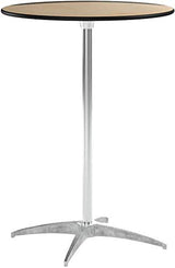 Flash Furniture Lars 30'' Round Wood Cocktail Table with 30'' and 42'' Columns, Adjustable Wood Bar Height Table for Events or Home Use, Natural Flash Furniture