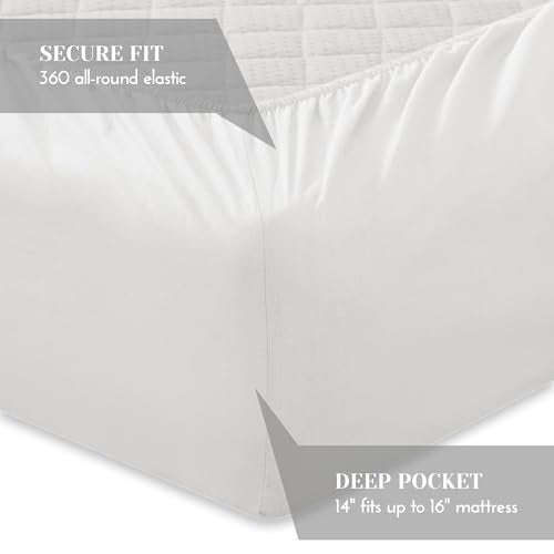 Comfort Spaces 100% Cotton Sheet Set Breathable, Lightweight, Soft with 12" Elastic Pocket Fits up to 14" Mattress, All Season Cozy Bedding, Matching Pillow Case, Twin White 3 Piece Comfort Spaces