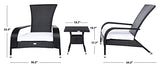 SAFAVIEH Outdoor Collection Edna Black/White Cushion 3-Piece Lounge Set with Table (PAT7719A) SAFAVIEH