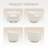 COLAMY Upholstered Swivel Barrel Accent Chair with Ottoman, Modern Single Sofa Lounge Armchair Club Chair with Storage Space for Living Room Bedroom Office, Beige COLAMY