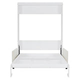 LZ LEISURE ZONE White Full Size Murphy Bed with Sofa - Space-Saving Wall Bed with Comfortable Cushion, Ideal for Home Office, Small Rooms, or Apartments LZ LEISURE ZONE