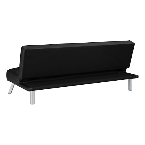 OSP Home Furnishings Kenneth Modern Button Tufted Convertible Click-Clack Futon Sofa Bed, Black Faux Leather with Chrome Legs OSP Home Furnishings