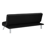 OSP Home Furnishings Kenneth Modern Button Tufted Convertible Click-Clack Futon Sofa Bed, Black Faux Leather with Chrome Legs OSP Home Furnishings