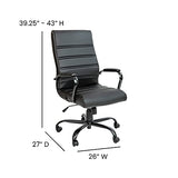 EMMA + OLIVER Faux Leather High-Back Swivel Home Office Desk Chair with Wheels, Padded Seat, and Armrests, Adjustable Height Multipurpose Office Chair, Black EMMA + OLIVER